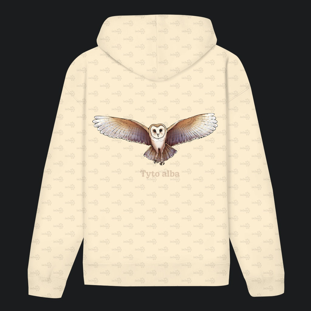 Unisex Bio Hoodie mit Bauchtasche | Schleiereule Barnowl Tyto alba