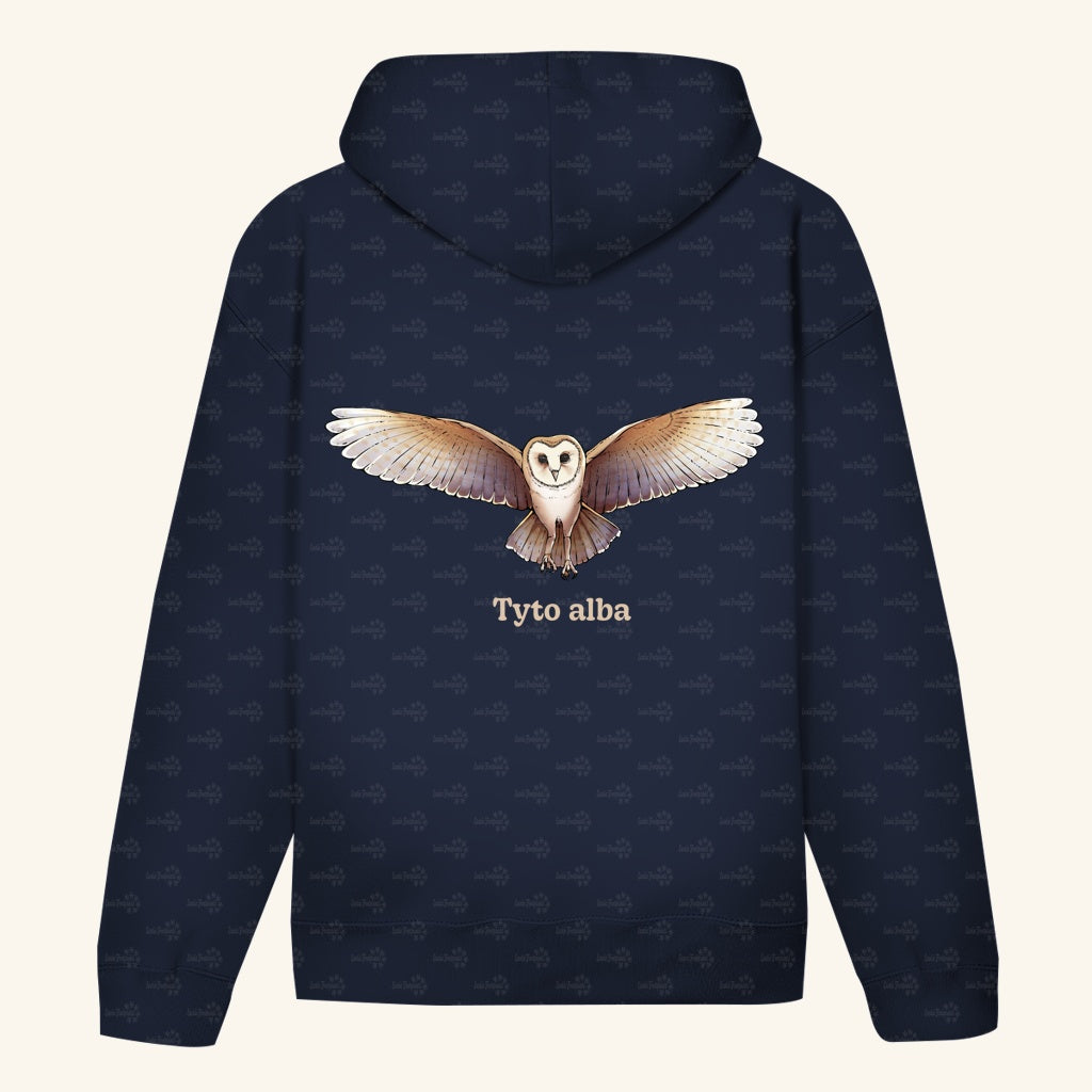 Unisex Bio Hoodie mit Bauchtasche | Schleiereule Barnowl Tyto alba