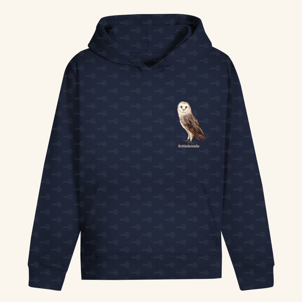 Unisex Bio Hoodie mit Bauchtasche | Schleiereule Barnowl Tyto alba