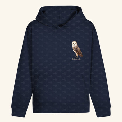 Unisex Bio Hoodie mit Bauchtasche | Schleiereule Barnowl Tyto alba
