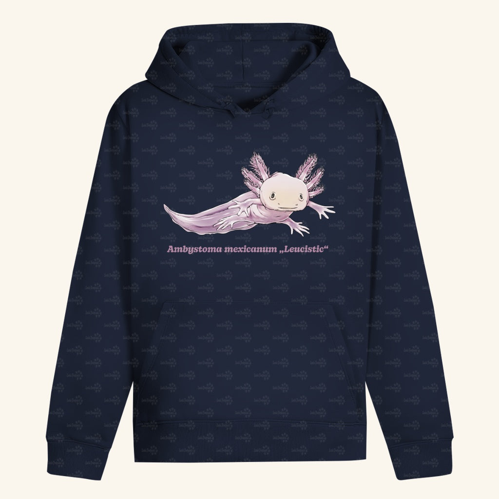 Unisex Bio Hoodie mit Bauchtasche | Axolotl Ambystoma mexicanum Leucistic