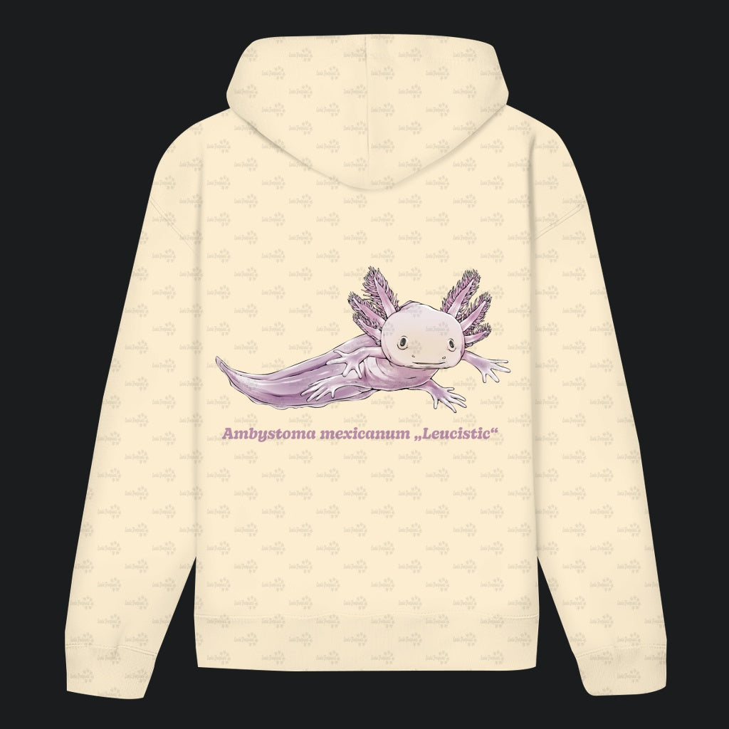 Unisex Bio Hoodie mit Bauchtasche | Axolotl Ambystoma mexicanum Leucistic