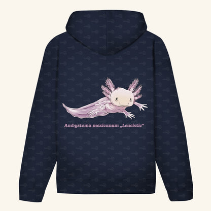 Unisex Bio Hoodie mit Bauchtasche | Axolotl Ambystoma mexicanum Leucistic
