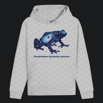 Unisex Bio Hoodie mit Bauchtasche | Azurblauer Baumsteiger Dendrobates tinctorius azureus