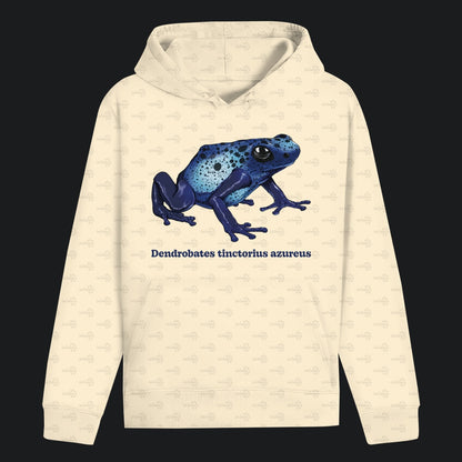Unisex Bio Hoodie mit Bauchtasche | Azurblauer Baumsteiger Dendrobates tinctorius azureus