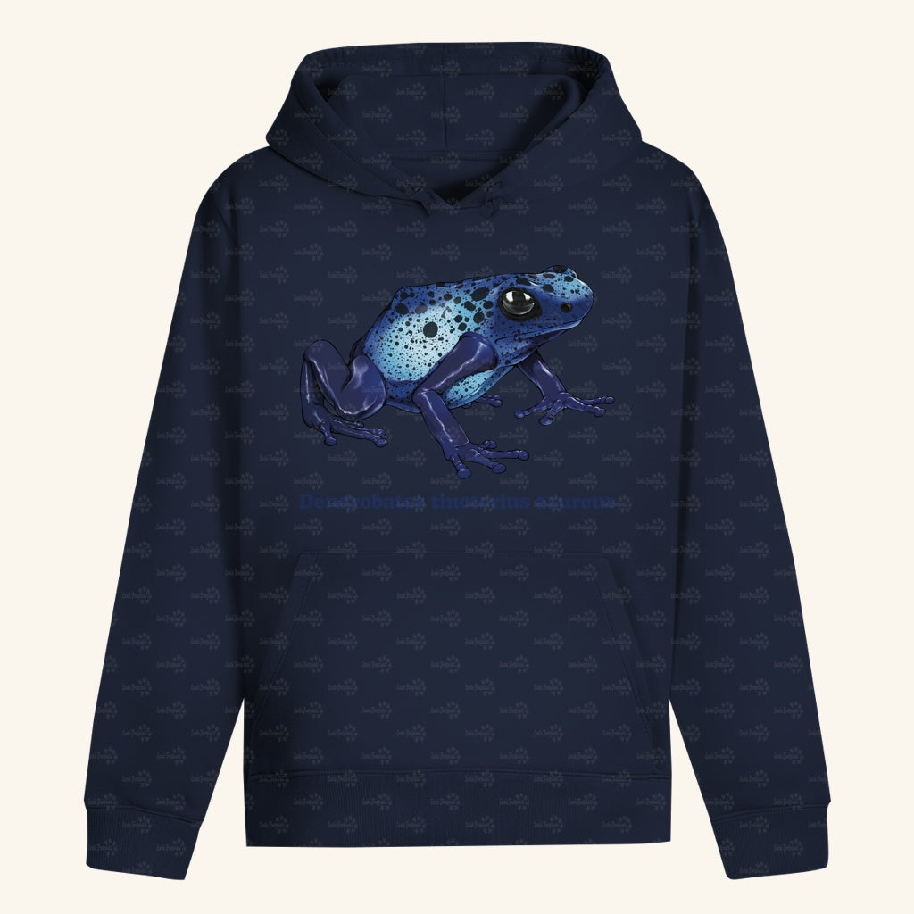 Unisex Bio Hoodie mit Bauchtasche | Azurblauer Baumsteiger Dendrobates tinctorius azureus
