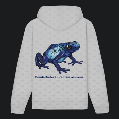 Unisex Bio Hoodie mit Bauchtasche | Azurblauer Baumsteiger Dendrobates tinctorius azureus