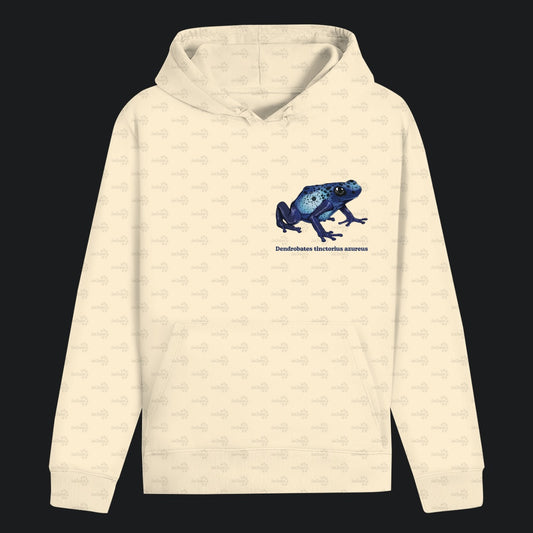 Unisex Bio Hoodie mit Bauchtasche | Azurblauer Baumsteiger Dendrobates tinctorius azureus