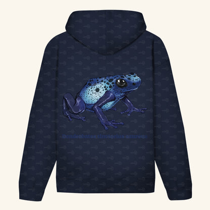 Unisex Bio Hoodie mit Bauchtasche | Azurblauer Baumsteiger Dendrobates tinctorius azureus