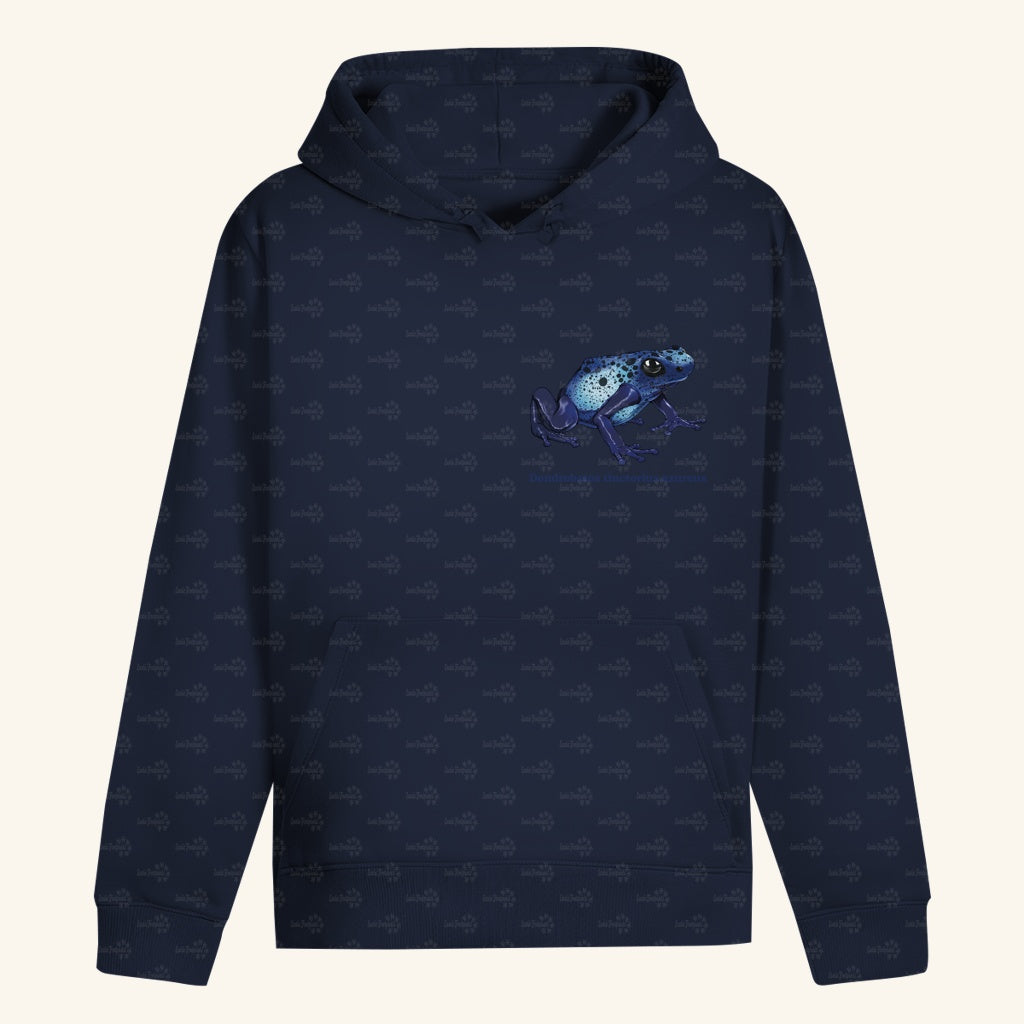 Unisex Bio Hoodie mit Bauchtasche | Azurblauer Baumsteiger Dendrobates tinctorius azureus
