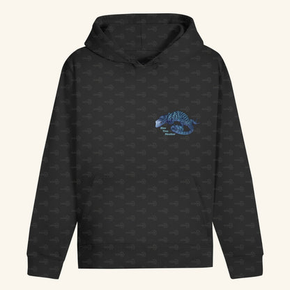 Unisex Bio Hoodie mit Bauchtasche | blauer Baumwaran Varanus macraei
