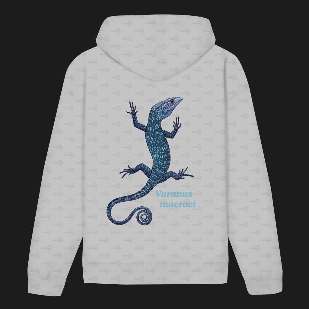 Unisex Bio Hoodie mit Bauchtasche | blauer Baumwaran Varanus macraei