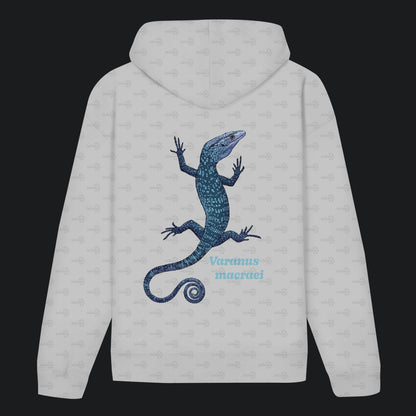 Unisex Bio Hoodie mit Bauchtasche | blauer Baumwaran Varanus macraei