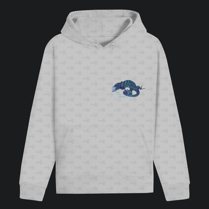 Unisex Bio Hoodie mit Bauchtasche | blauer Baumwaran Varanus macraei