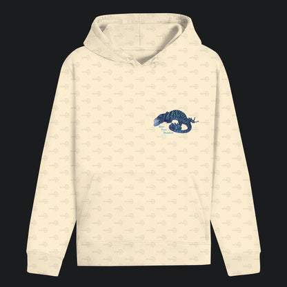 Unisex Bio Hoodie mit Bauchtasche | blauer Baumwaran Varanus macraei