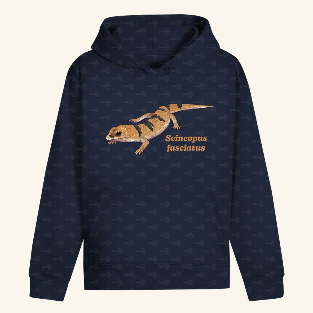 Unisex Bio Hoodie mit Bauchtasche | Peters' gebänderter Skink Scincopus fasciatus