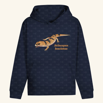 Unisex Bio Hoodie mit Bauchtasche | Peters' gebänderter Skink Scincopus fasciatus
