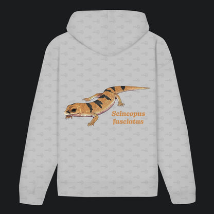 Unisex Bio Hoodie mit Bauchtasche | Peters' gebänderter Skink Scincopus fasciatus
