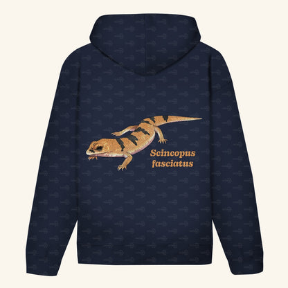 Unisex Bio Hoodie mit Bauchtasche | Peters' gebänderter Skink Scincopus fasciatus