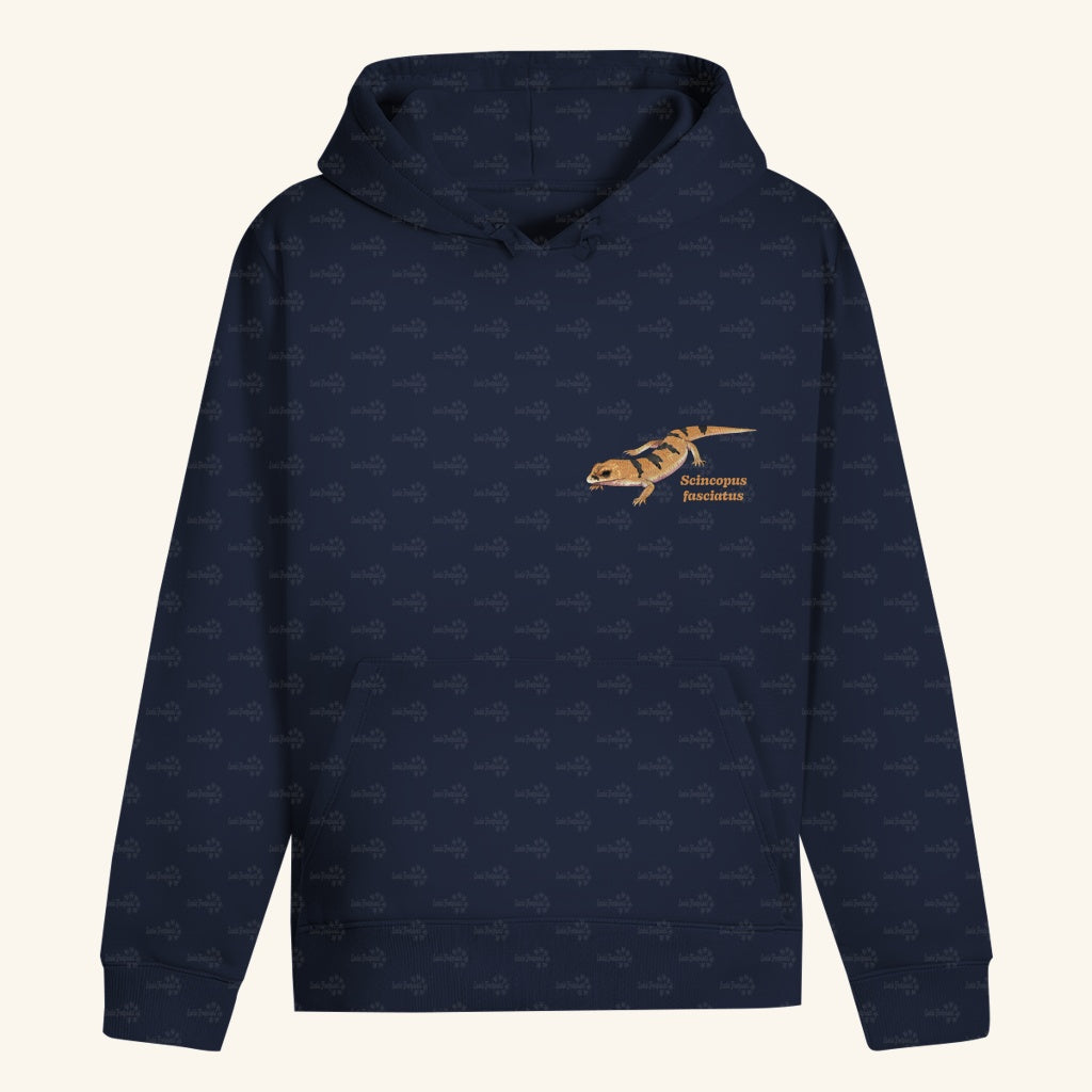 Unisex Bio Hoodie mit Bauchtasche | Peters' gebänderter Skink Scincopus fasciatus