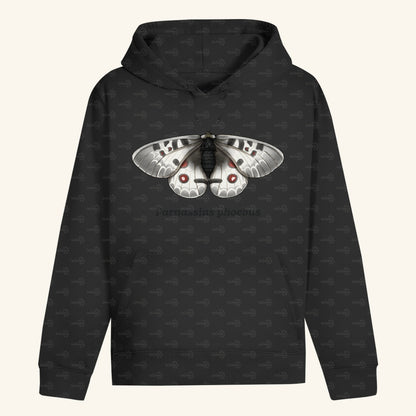 Unisex Bio Hoodie mit Bauchtasche | Alpenapollo Parnassius phoebus