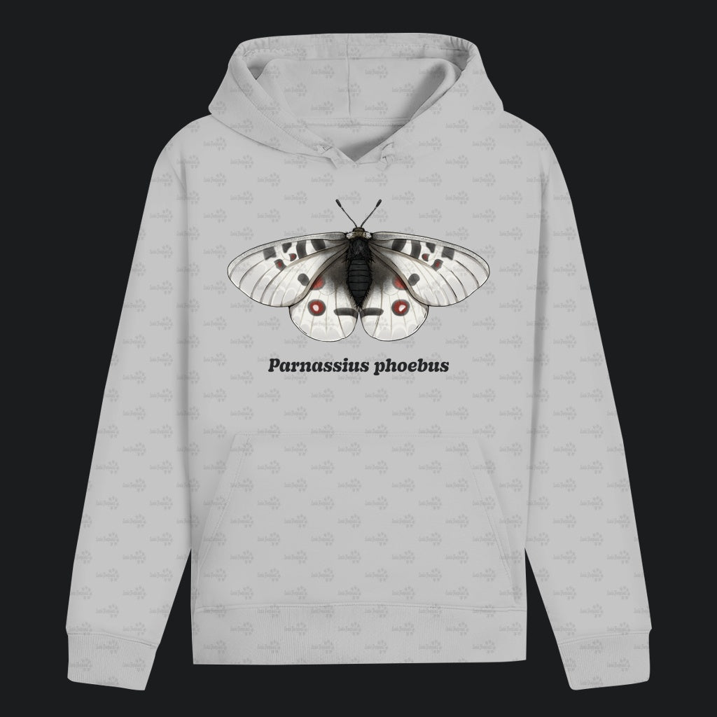 Unisex Bio Hoodie mit Bauchtasche | Alpenapollo Parnassius phoebus