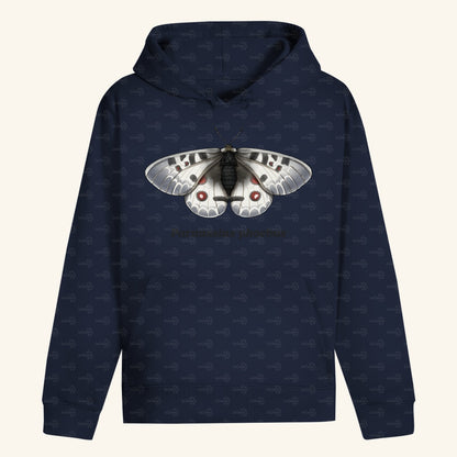 Unisex Bio Hoodie mit Bauchtasche | Alpenapollo Parnassius phoebus