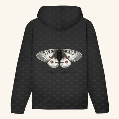 Unisex Bio Hoodie mit Bauchtasche | Alpenapollo Parnassius phoebus