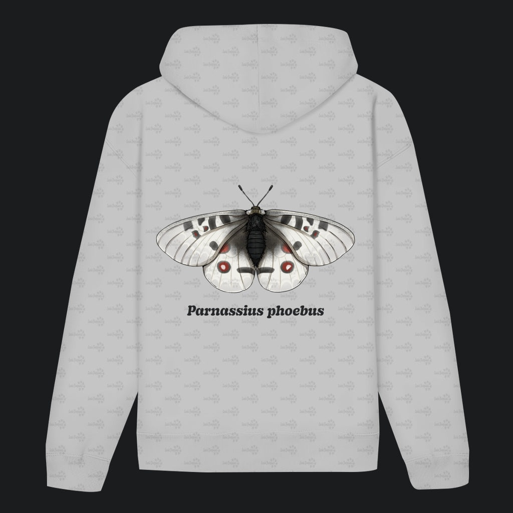 Unisex Bio Hoodie mit Bauchtasche | Alpenapollo Parnassius phoebus