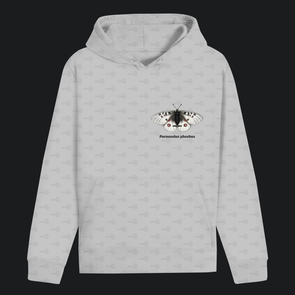 Unisex Bio Hoodie mit Bauchtasche | Alpenapollo Parnassius phoebus