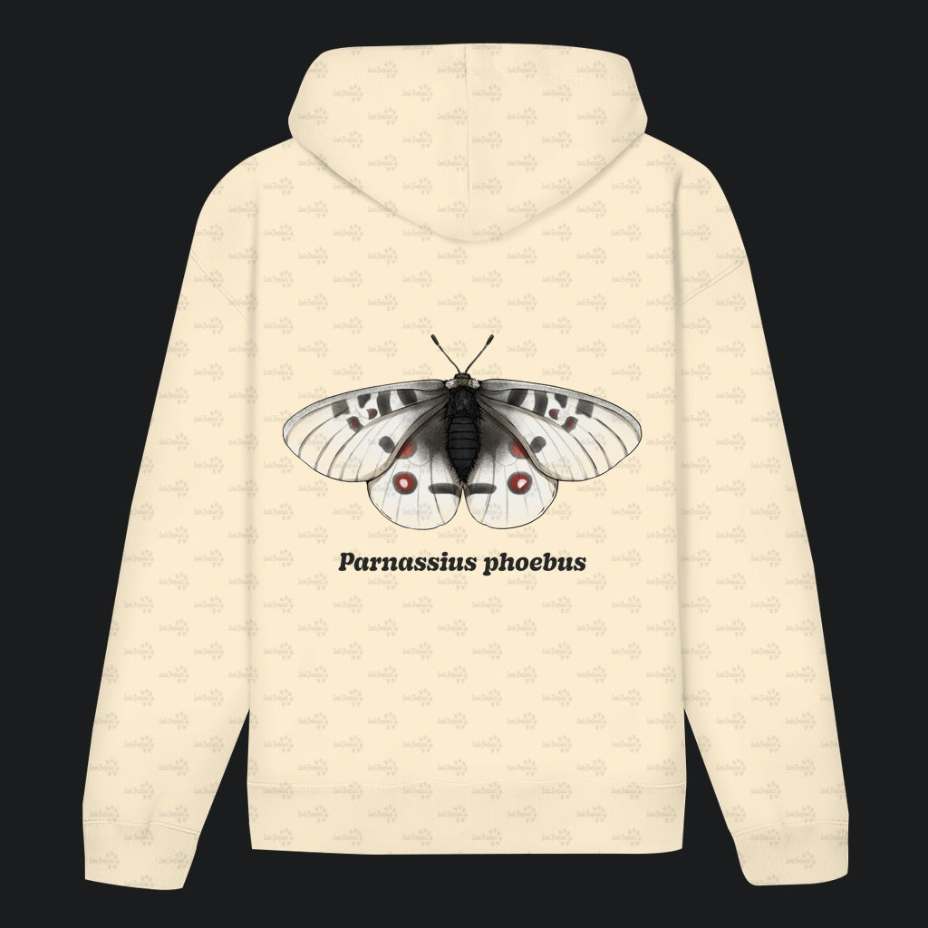 Unisex Bio Hoodie mit Bauchtasche | Alpenapollo Parnassius phoebus