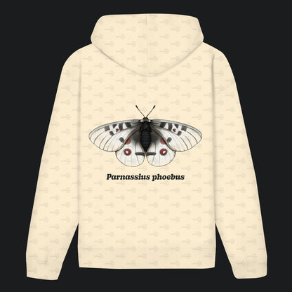 Unisex Bio Hoodie mit Bauchtasche | Alpenapollo Parnassius phoebus