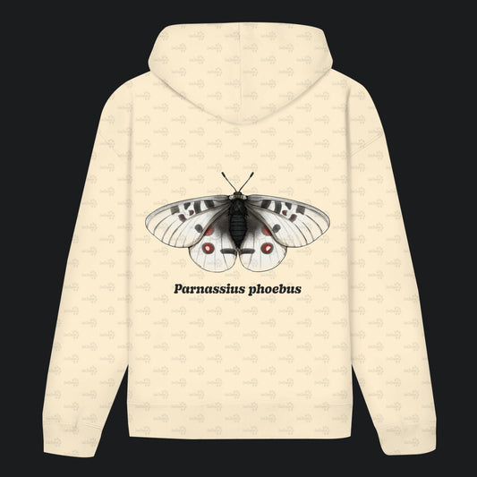Unisex Bio Hoodie mit Bauchtasche | Alpenapollo Parnassius phoebus