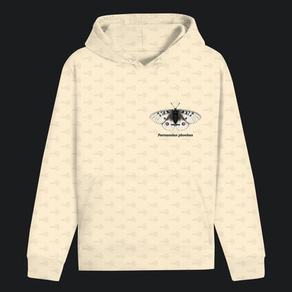 Unisex Bio Hoodie mit Bauchtasche | Alpenapollo Parnassius phoebus