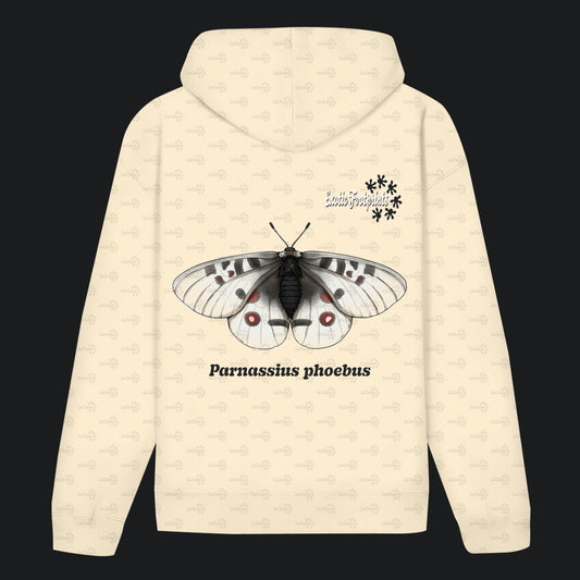 Unisex Bio Hoodie mit Bauchtasche | Alpenapollo Parnassius phoebus