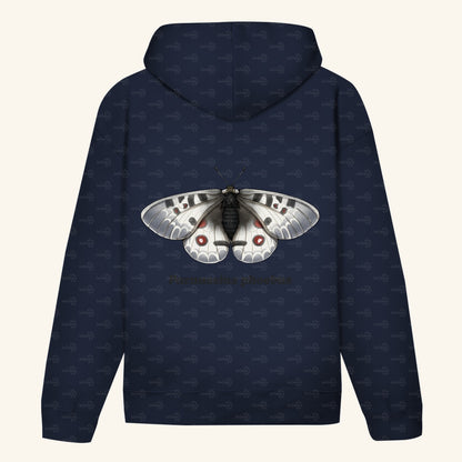 Unisex Bio Hoodie mit Bauchtasche | Alpenapollo Parnassius phoebus