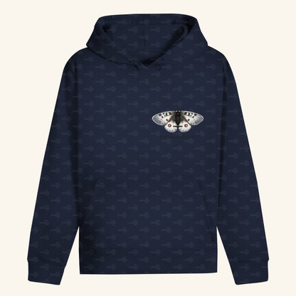 Unisex Bio Hoodie mit Bauchtasche | Alpenapollo Parnassius phoebus