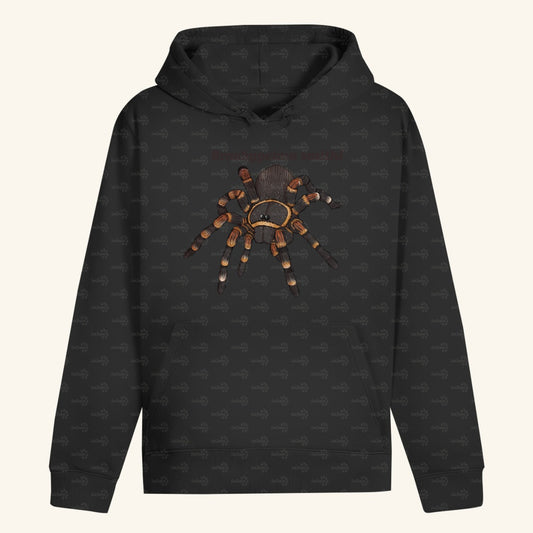 Unisex Bio Hoodie mit Bauchtasche | Rotknie Vogelspinne Weiblich  Brachypelma smithi