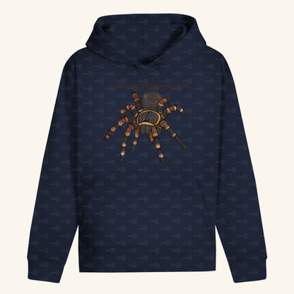 Unisex Bio Hoodie mit Bauchtasche | Rotknie Vogelspinne Weiblich  Brachypelma smithi