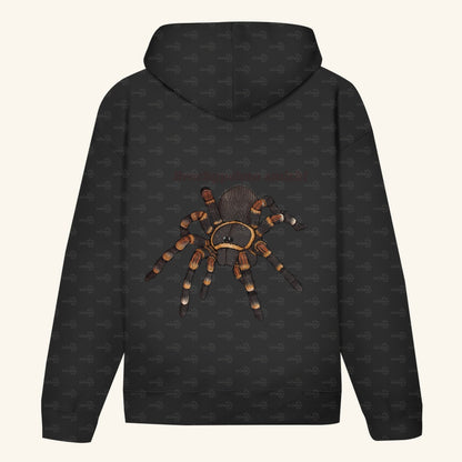 Unisex Bio Hoodie mit Bauchtasche | Rotknie Vogelspinne Weiblich  Brachypelma smithi