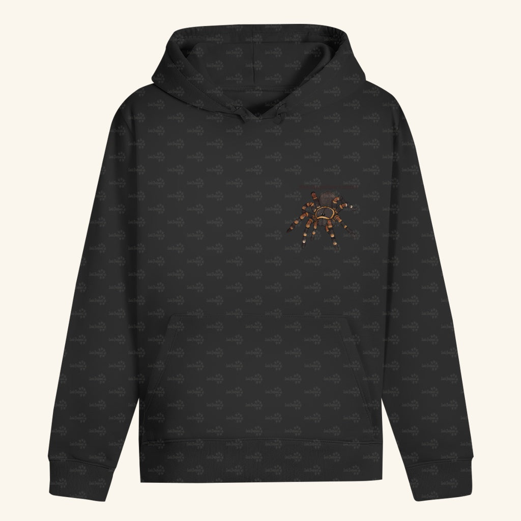 Unisex Bio Hoodie mit Bauchtasche | Rotknie Vogelspinne Weiblich  Brachypelma smithi