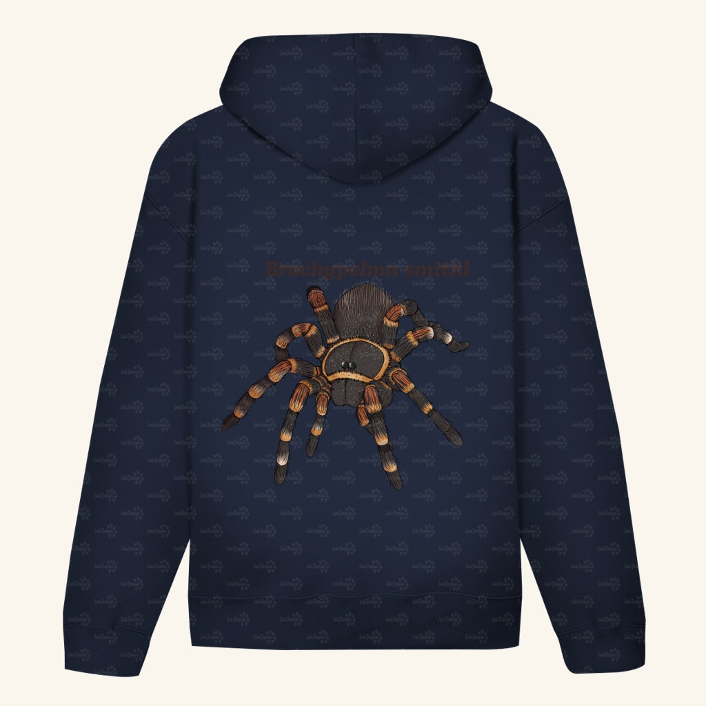 Unisex Bio Hoodie mit Bauchtasche | Rotknie Vogelspinne Weiblich  Brachypelma smithi