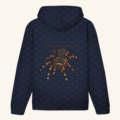 Unisex Bio Hoodie mit Bauchtasche | Rotknie Vogelspinne Weiblich  Brachypelma smithi
