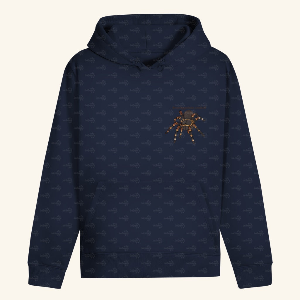 Unisex Bio Hoodie mit Bauchtasche | Rotknie Vogelspinne Weiblich  Brachypelma smithi