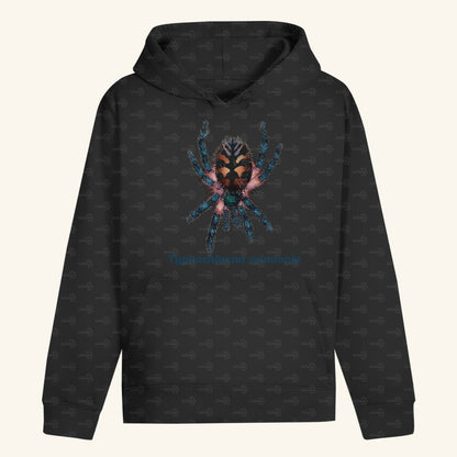 Unisex Bio Hoodie mit Bauchtasche | Brasilianische Juwelvogelspinne Typhochlaena seladonia