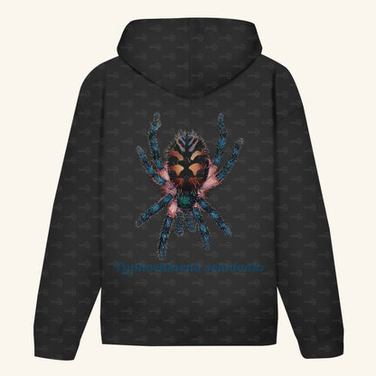 Unisex Bio Hoodie mit Bauchtasche | Brasilianische Juwelvogelspinne Typhochlaena seladonia