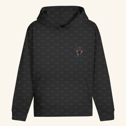 Unisex Bio Hoodie mit Bauchtasche | Brasilianische Juwelvogelspinne Typhochlaena seladonia