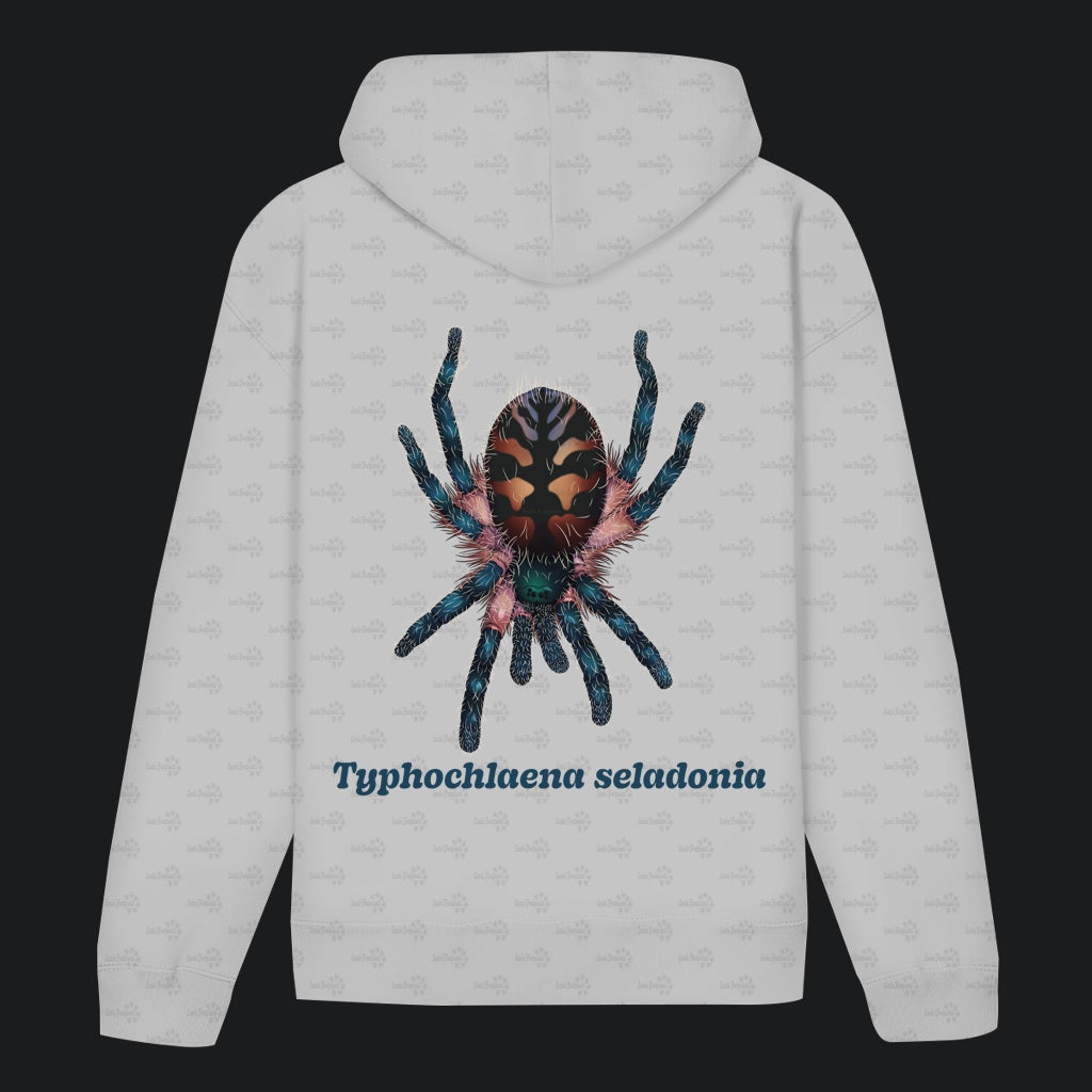 Unisex Bio Hoodie mit Bauchtasche | Brasilianische Juwelvogelspinne Typhochlaena seladonia