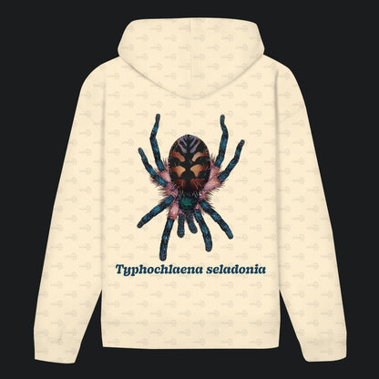 Unisex Bio Hoodie mit Bauchtasche | Brasilianische Juwelvogelspinne Typhochlaena seladonia