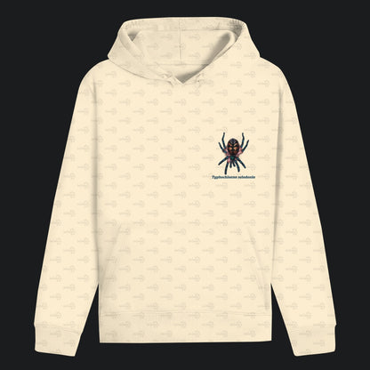 Unisex Bio Hoodie mit Bauchtasche | Brasilianische Juwelvogelspinne Typhochlaena seladonia